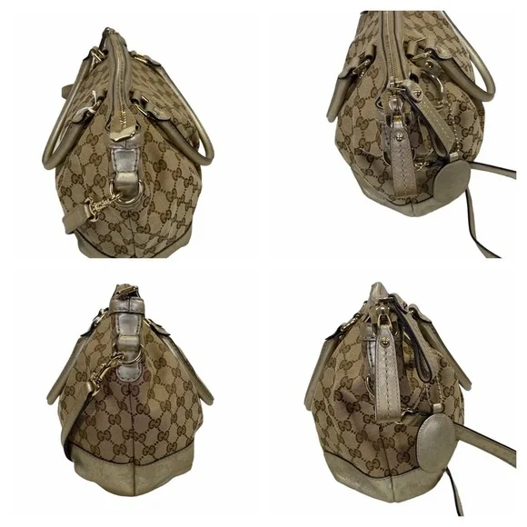 Authentic Gucci Crossbody bag GG canvas Beige handbag used good condition vint - Picture 12 of 14